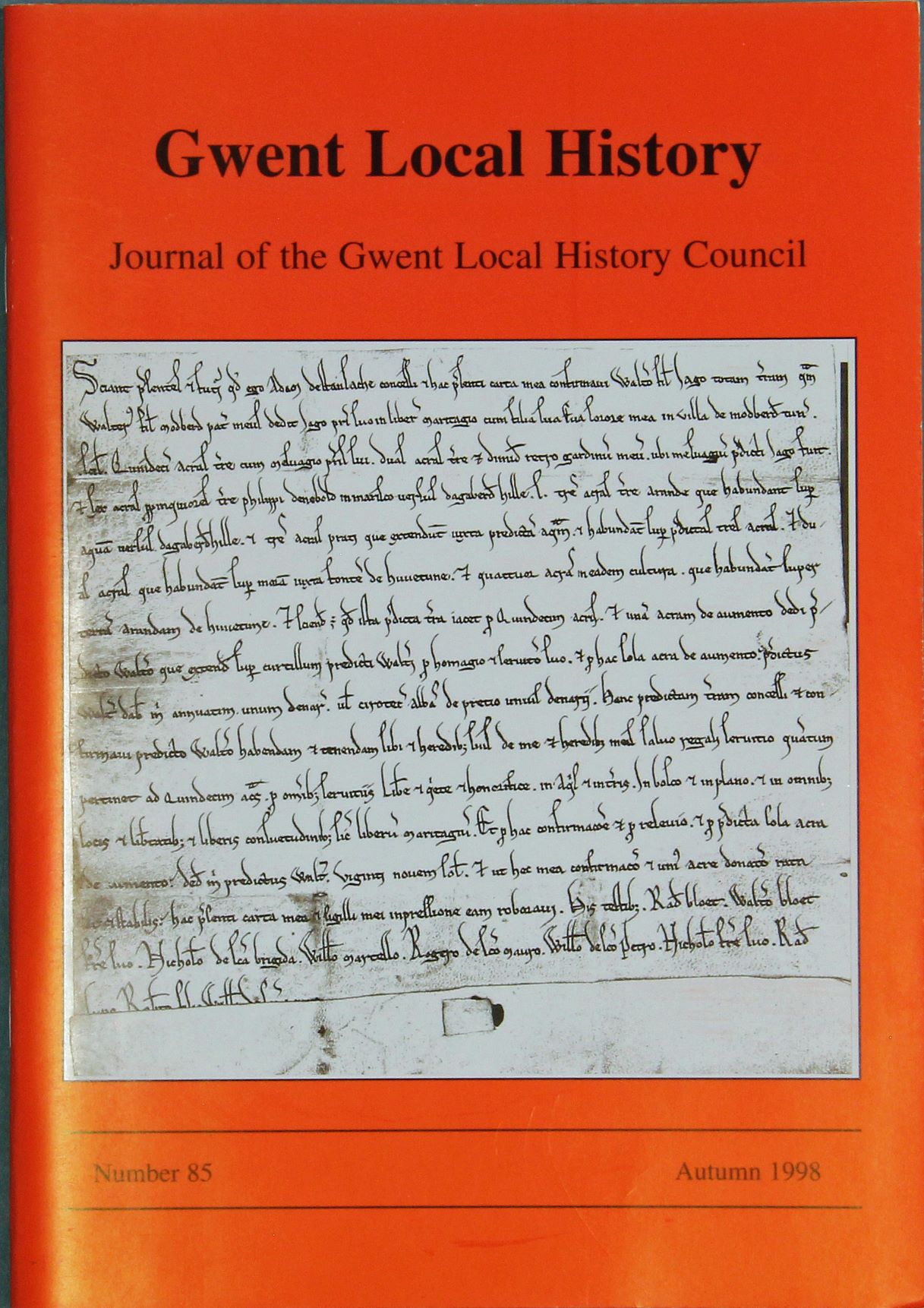 Gwent Local History: Journal of the Gwent Local History Council No.85, Autumn 1998, £2.00