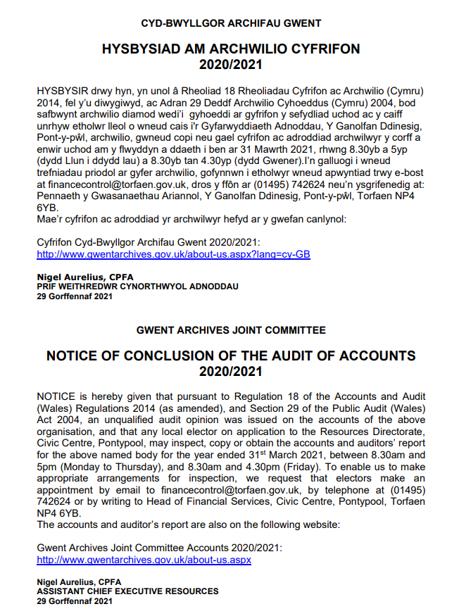 Archives Conclusion Of Audit Notice Advert 2020 21 003 Image